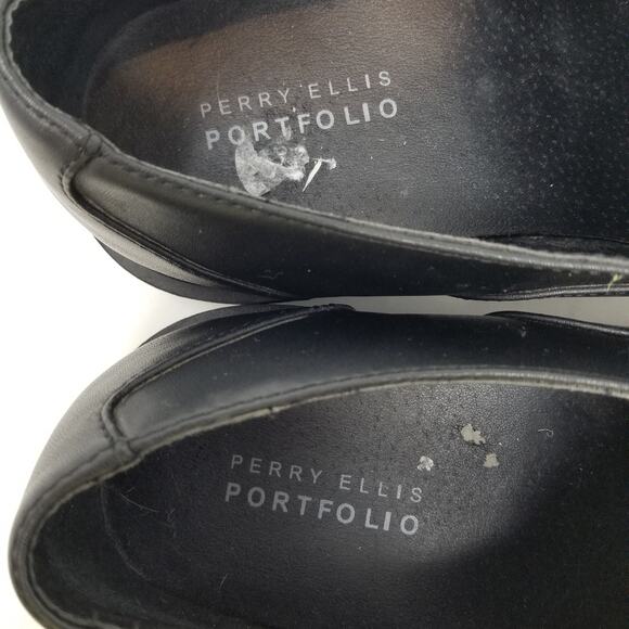 Perry Ellis Portfolio Men's Black Loafers Slip ons Dress Shoes Plugger Size 11.5 - Picture 7 of 10